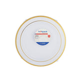 White Round Plate With Gold Rim 10 Pieces - hotpackwebstore.com
